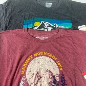 Marmot T-Shirt Bundle of 2 NWT Mountain Graphic Logo Tees New Recycled Materials
